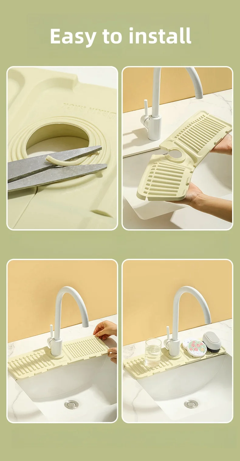 thickened silicone faucet drainage mat anti slip water catcher splash guard-52