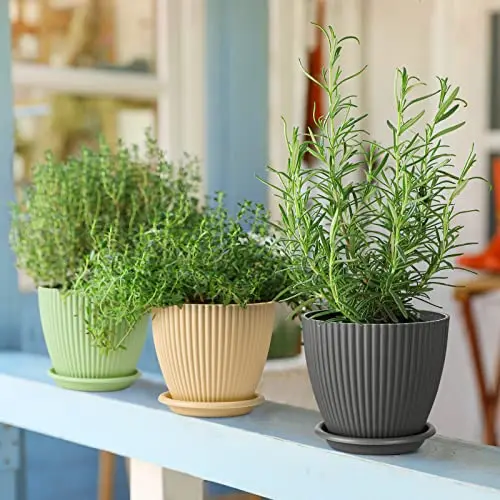 Colorful  Balcony Decorating Bamboo Fiber Flower Plant Pots for Garden Outdoor and Indoor