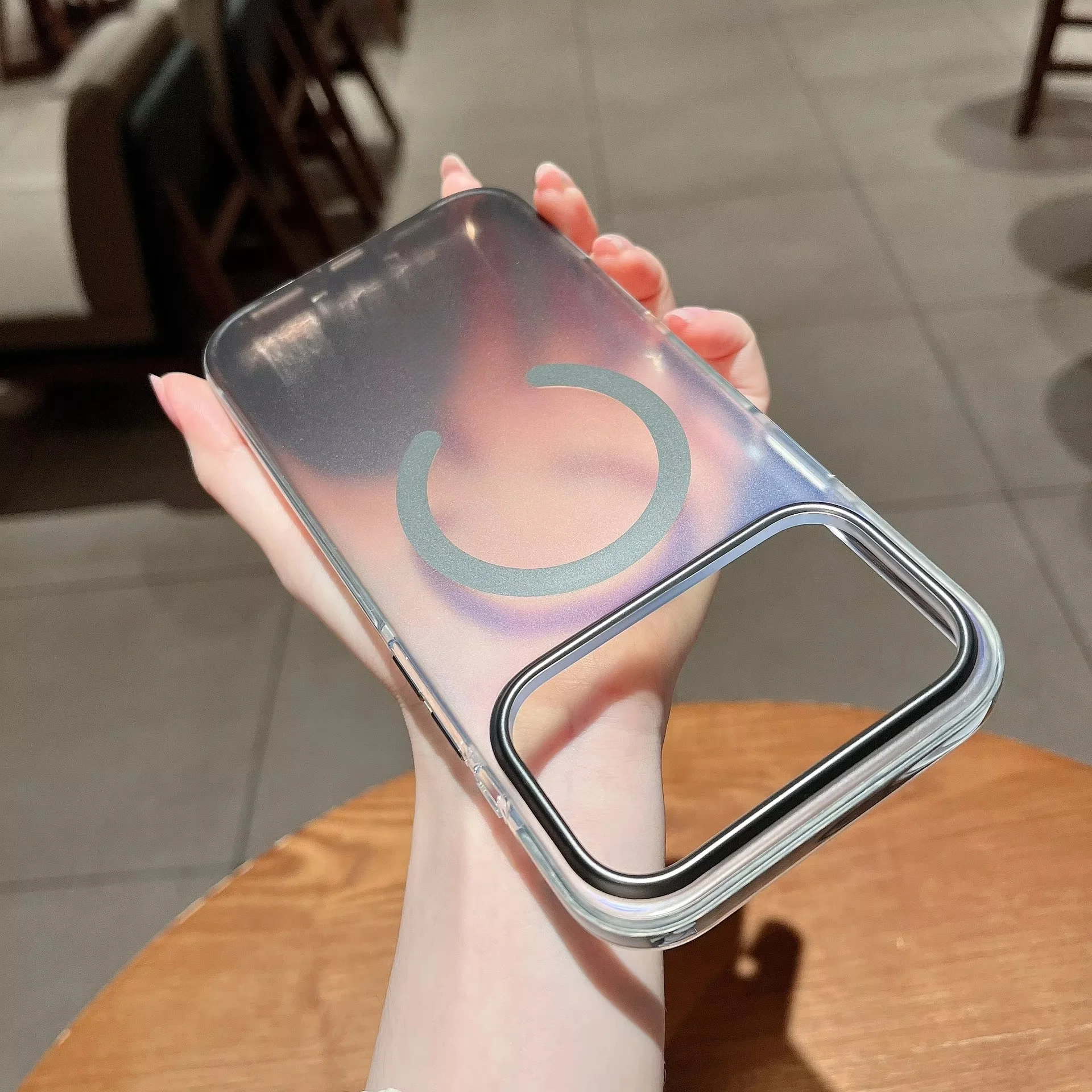 Étui magnétique Laudtec à dégradé bicolore avec bord antidérapant pour iPhone 13 14 15 16 17 Pro Max, housse de protection anti-chute