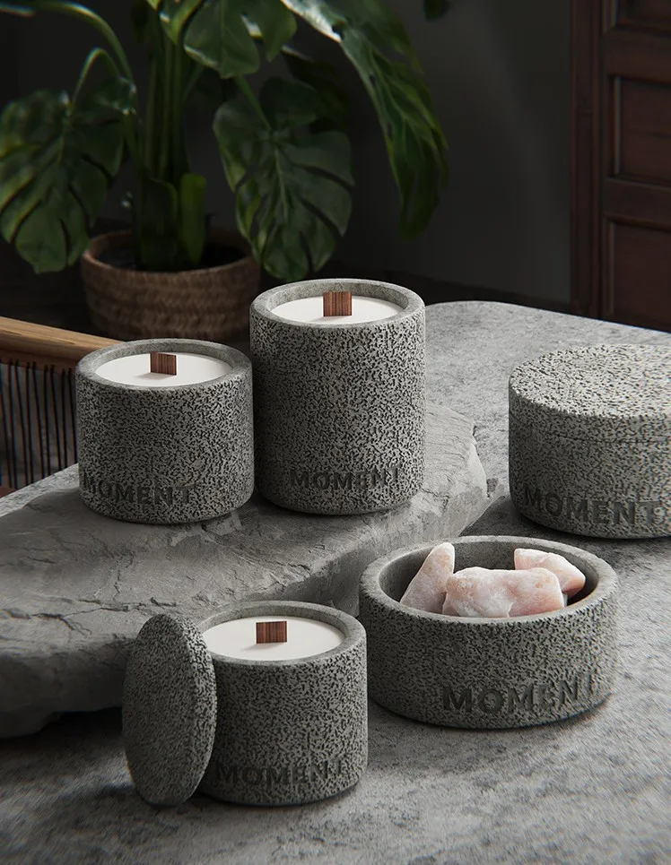 Factory Custom High Quality Round Matte Candle Vessels Embossed Empty Container Colorful