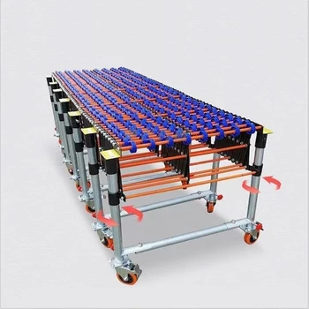 HUALI Gravity Flexible Skate wheel Conveyor Stainless steel support leg Telescopic Roller Conveyor without Power