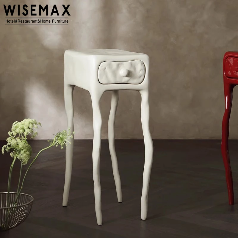 WISEMAX мебель для дома гостиной изделия из стекловолокна туманно-красный столик с выдвижным ящиком Декор ночная подставка