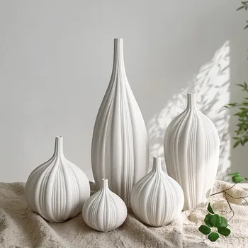 Home Decoration Nordic Modern Rustic Modern Decorative Flower Ceramic Vases With Artificial Plants