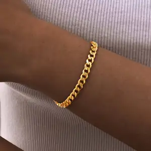 Hip Hop Jewelry Classic Basic Style Stainless Steel Bracelets Cuban Link Chain Bracelet for Men Women