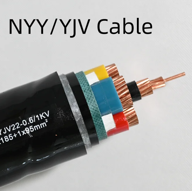 Stroomkabel 0.6/1kv Nyy/Yjv Koperen Geleider Laagspanning Xlpe Isolatie Pvc Mantel Gepantserde Krachtoverbrenging Elektrische Kabel