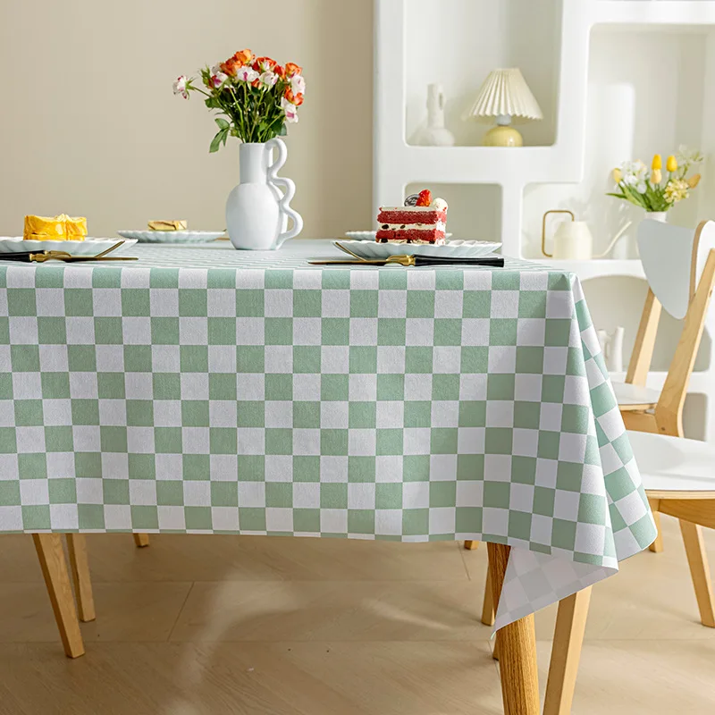 Wholesale INS Checkerboard Style PVC Material Waterproof and Oil-proof Rectangular Tea Tablecloth Dining Tablecloth