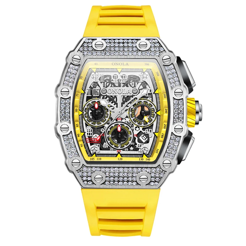 ONOLA 6826D Chic Multifunction Men Quartz Watch Trendy High Quality New Trend Design Ready Stock Waterproof with Silicone Strap