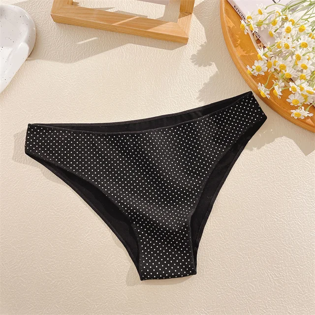 Finetoo Cheap Women Cotton Dot Panties Sexy Low Rise Underwear Fashion Briefs Underpants Sexy