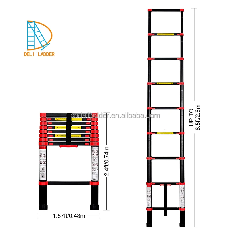 Aluminum Telescoping Ladder Collapsible Extension Ladder With Traceless Alu Tube Design Spring