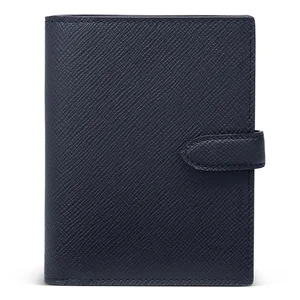 Custom Logo Saffiano Leather Luxury Navy Men Women Travel Passport Cover Holder Wallet Case