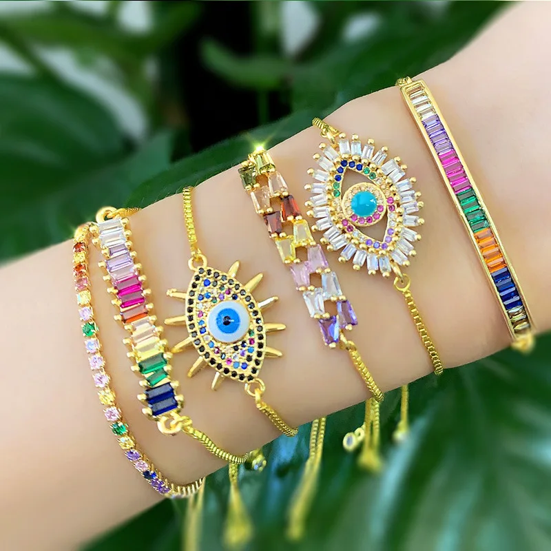 Rainbow Color Zircon Stone Multi Color Jewellery Bracelet Accessories