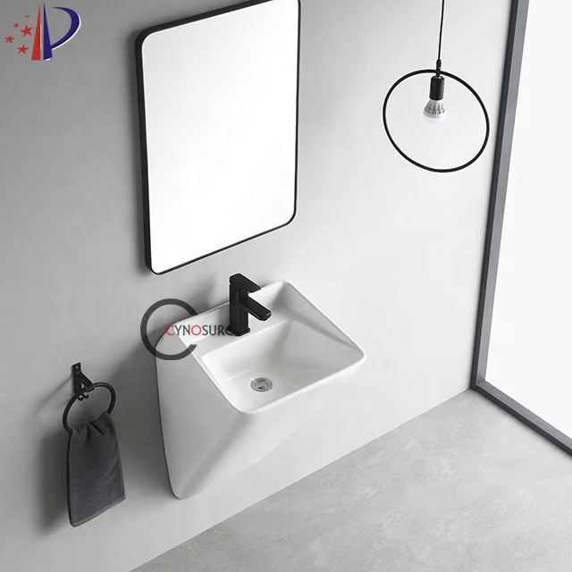 New Products 2025 Multifunctional White Rectangle Bathroom Countertop Ceramic Table Top Sink Bathroom Hand Wash Wall Hung Basin