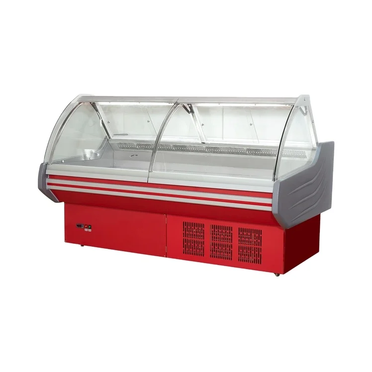 Europe Standard Meat Supermarket Butcher Shop Fish Open Display Fridge Refrigerator