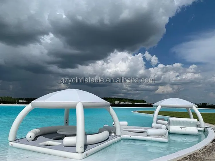 Inflatable Floating Island Platform With Loungers Inflatable Floating ...