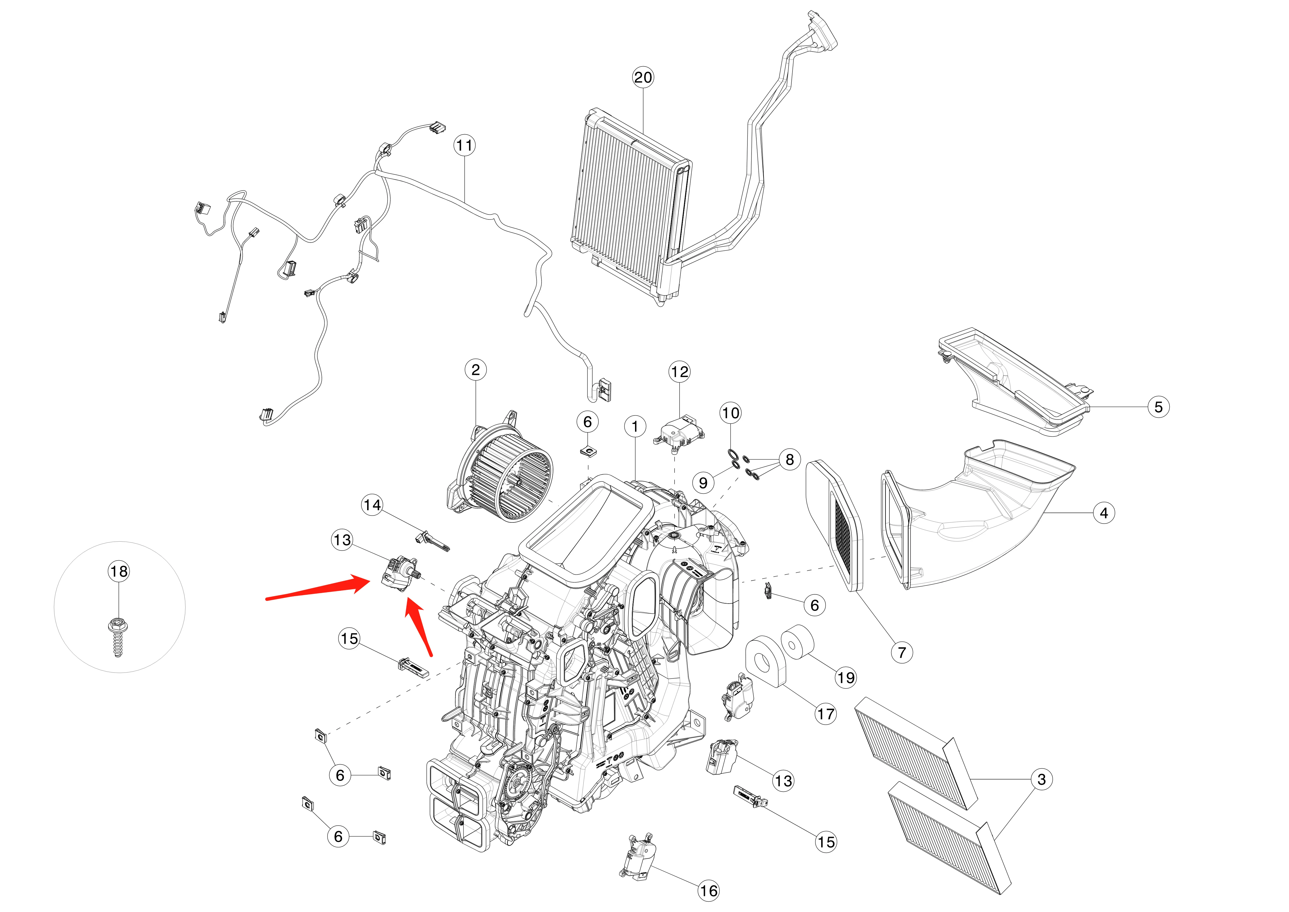 Cfn Hvac Upper And Lower Actuator Model Y 1500640 For Tesla Model 3