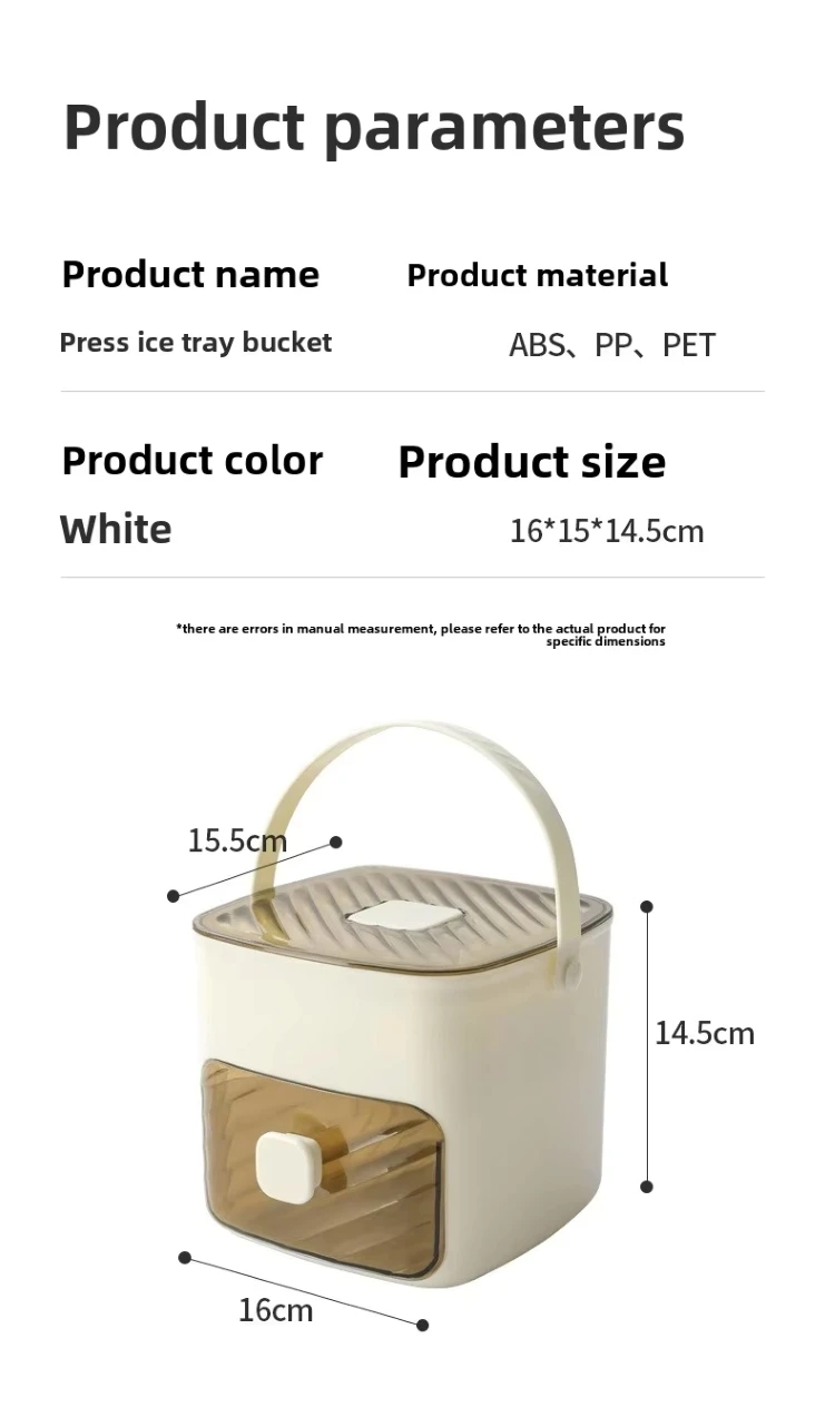 New Large Capacity Food Grade Ice Box Ice Bucket Double-Layer Pressed Ice Cube Mold with Handle Drawer