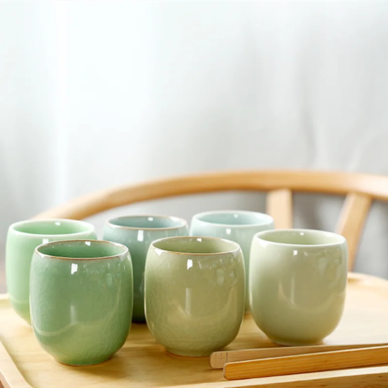 Wholesale Wholesale Celadon Large Tea Cup Longquan  Master  Tea Bowl Classic Customized Water Ceramic Tea Cup for Home Gardening