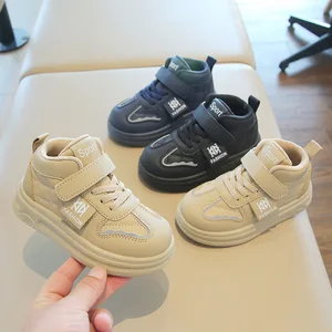 2026 Spring Fall Children's Sports Sneakers New High-Top Casual Shoes for Boys Soft-Soled Bread Shoes for Girls Breathable PVC