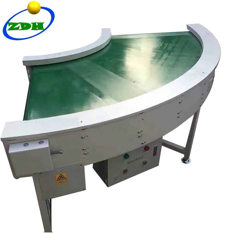 Reversible 90 Degree Curve Belt Conveyor Systems Production Line Turning Conveyor 180 Degree Belt Conveyor