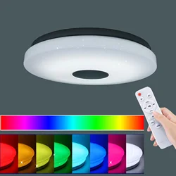 Современный утопленный RGB светодиодный потолочный светильник, домашнее освещение, APP Wi-Fi BT, музыкальный умный потолочный светильник для спальни, Круглый музыкальный потолочный светильник