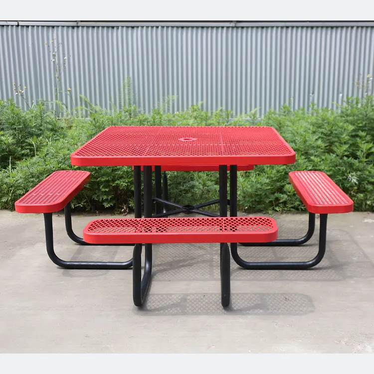 Outdoor Furniture Expanded Metal 6ft 8ft Long Commercial Picnic Dining