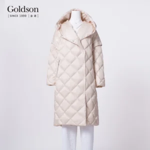 New Arrival Elegant Ladies Long Collapsible Sleeve Diamond Sewing Duck Down Coat for Winter