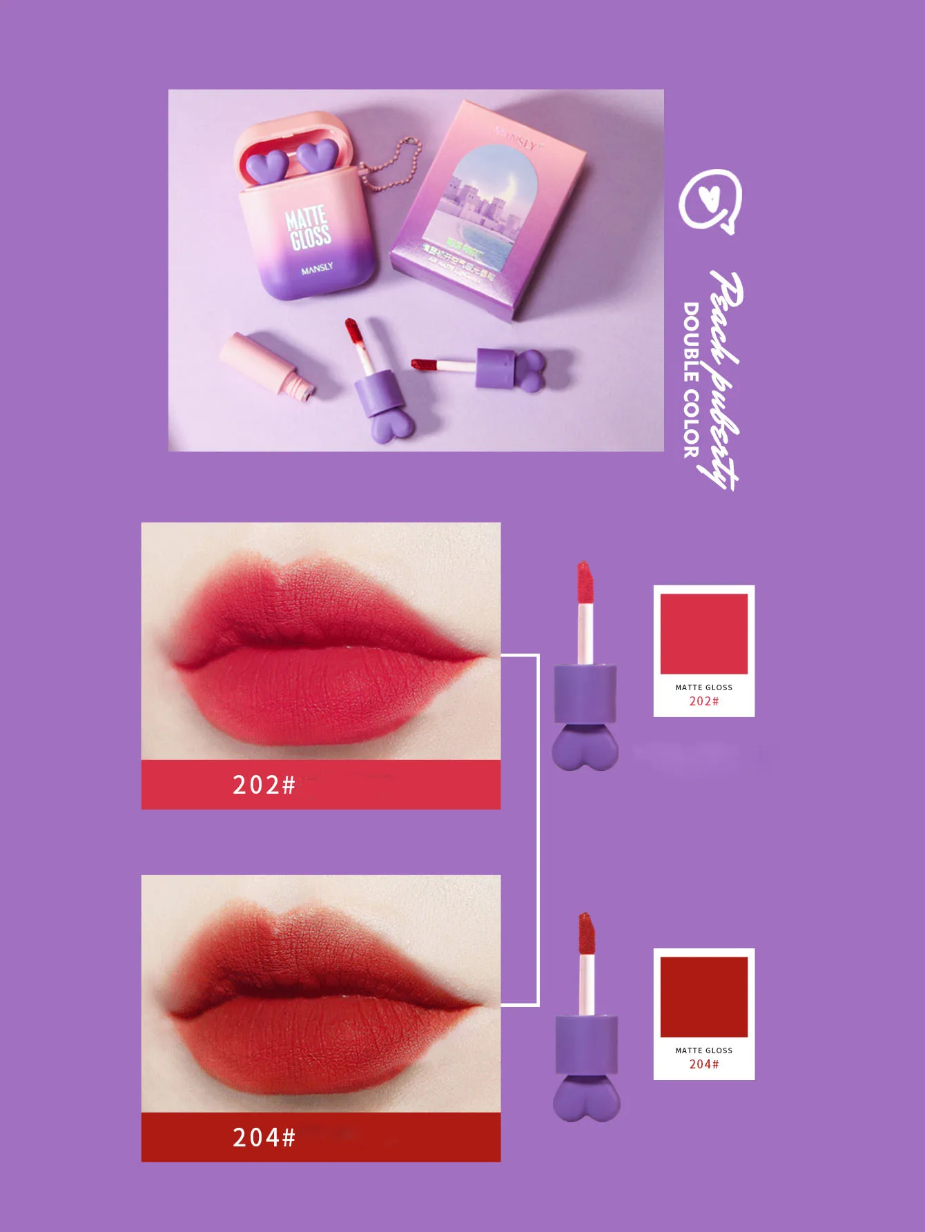 Liquid Lipstick Impermeável 3 Cores Dois em Um