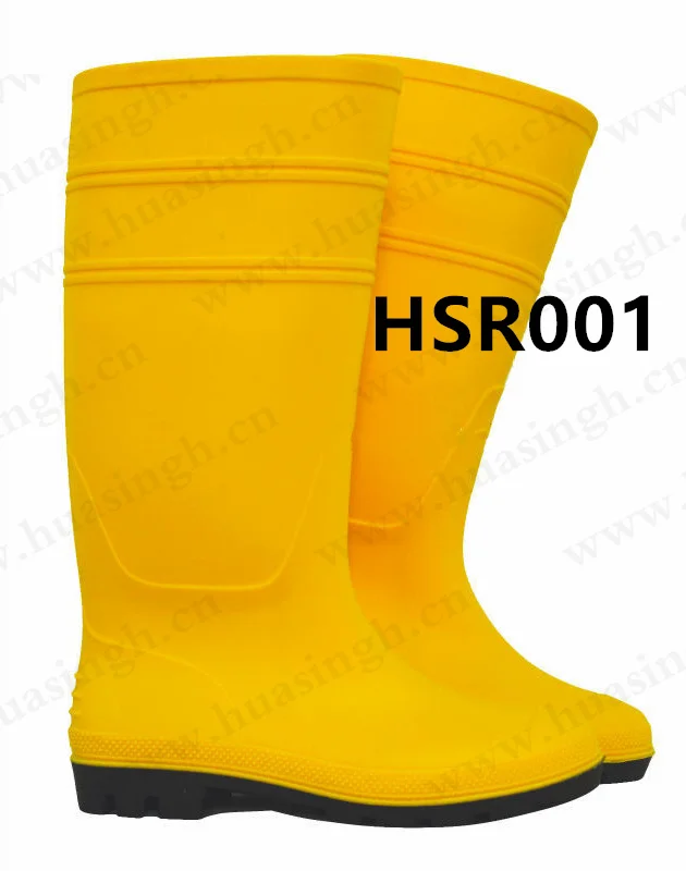 Rwh,outdoor Adventure Yellow Anti-puncture Knee-high Rain Boots Moisture Proof PVC Safety Boots with Steel Toe for Sale HSR001