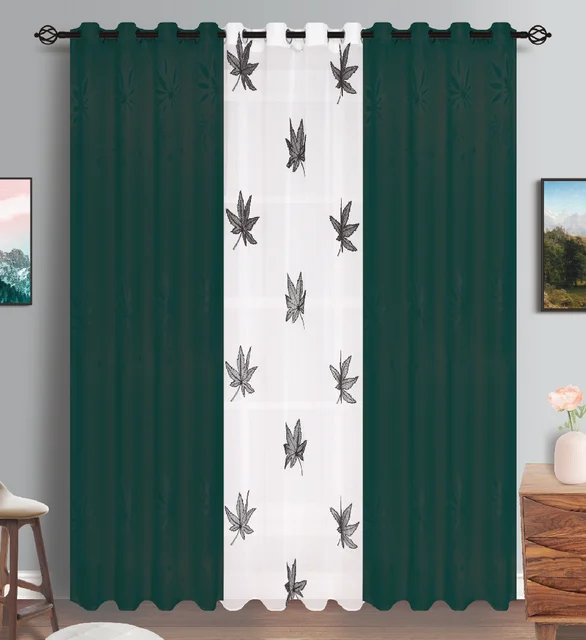 Unique Design Jacquard Curtains 100% Polyester with Embroidered Yarn 3 Piece Color Set