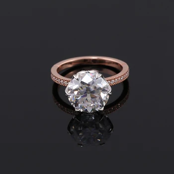 Old europe cut white &rose gold ring custom 10k solid gold synthetic moissanite diamond women gold ring jewelry