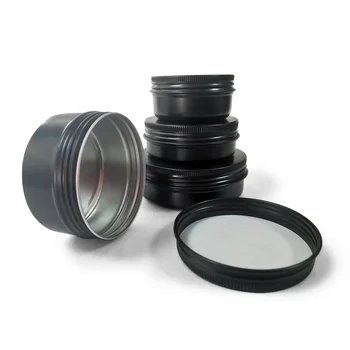 50ml 80ml 100ml multi-specification aluminum can matte black tin round screw lid tin cans for hair cream tea jar