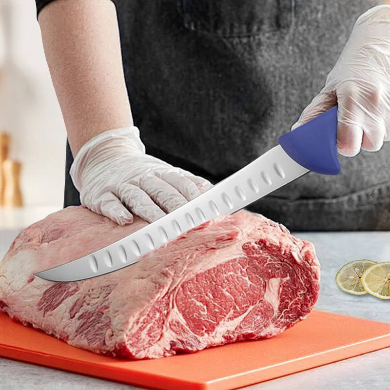 Ergo Grip Curved Blade Breaking Cimeter Knife Granton- with Nylon Handle Butcher Knife Skinning Knife