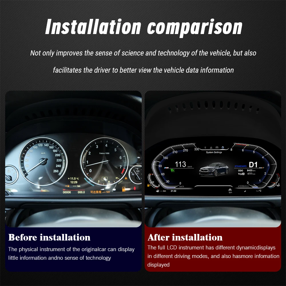 NaviHua Different Interface Car LCD Display Screen Auto Meter Digital Instrument Cluster for BMW F01 F10 F12 CIC NBT