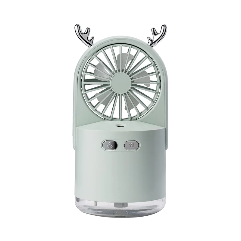 Fawn mini portable desktop humidifier fan rechargeable water mist fan with night lights