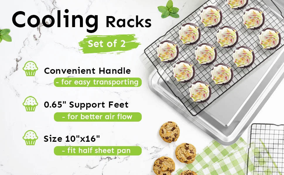Cooling Rack 2 Pack Nonstick Baking Rack With Handle Cookie Cooling