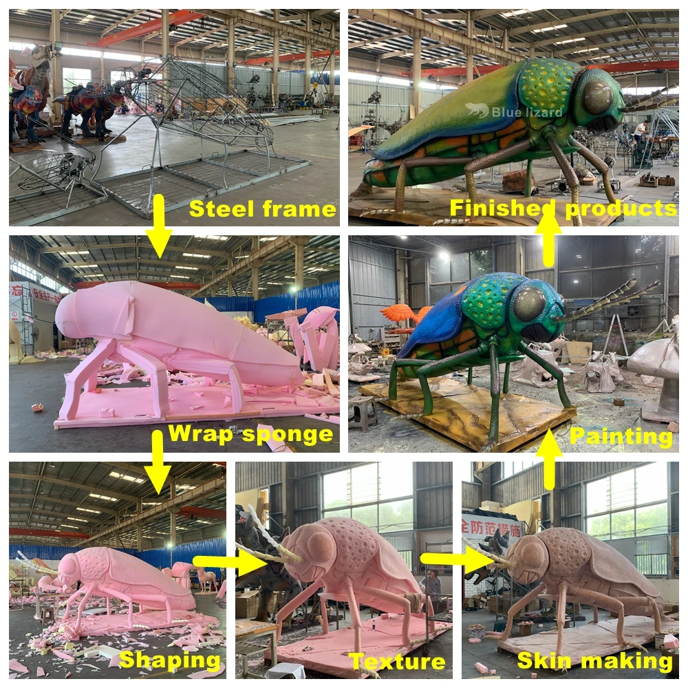 Blue Lizard High Quality Realistic Robot Animatronic Mechanical Animal Insects Model Simulation Jewel Beetle for Sale