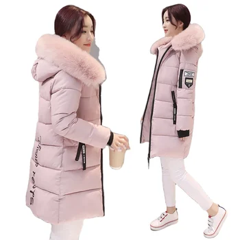 2022 winter puffer jacket ladies warm hooded cotton-padded clothes women slim long down winter jackets women coats