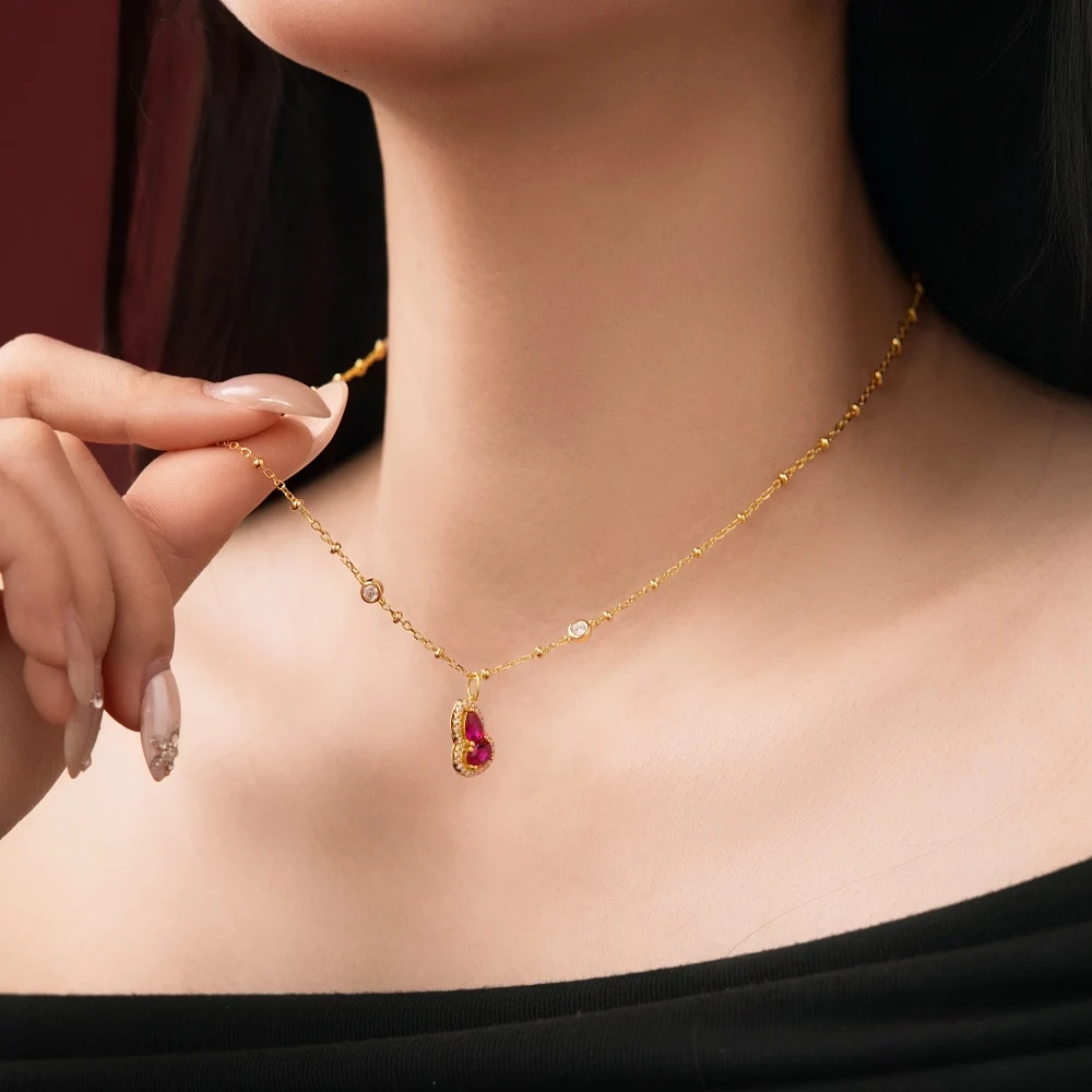 KAKODIY Fine Design Jewelry 925 Sterling Silver Rhodium Plated 18K Gold Plated Chain 5A Zirconia Gourd Pendant Necklace Jewelry detail 4