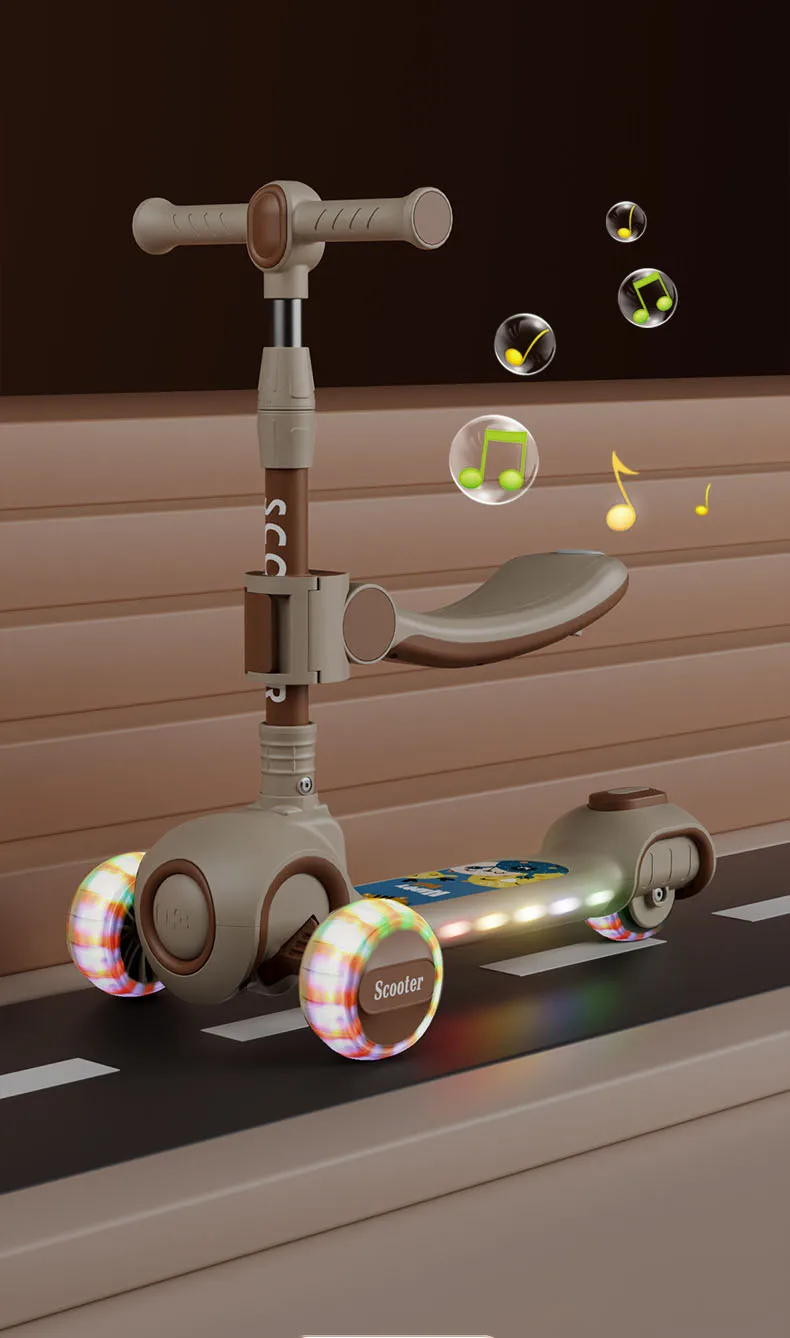 Kids Scooter With Push Handle Folding Baby Scooter 10 Year Old Boy And