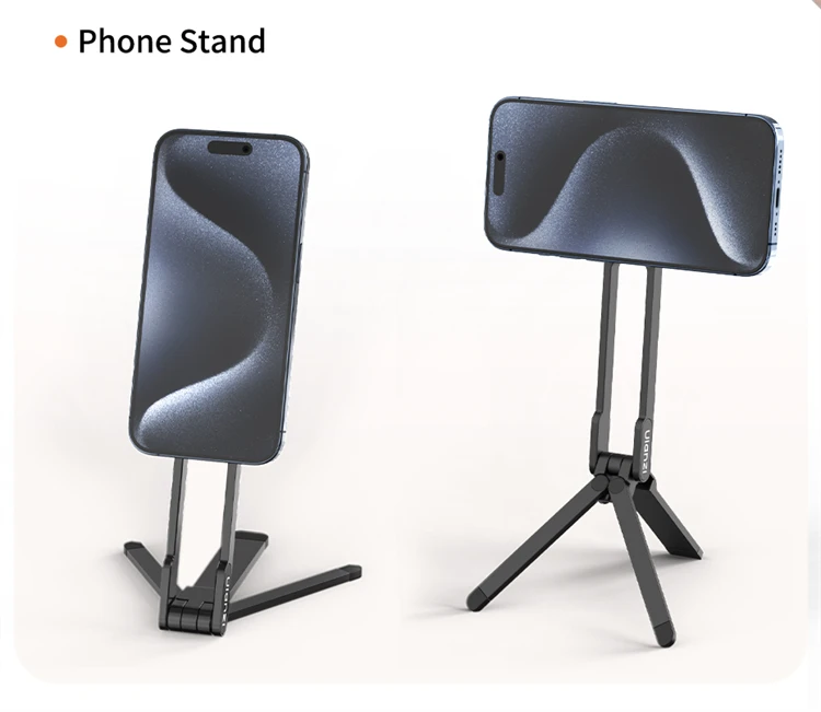 乌兰齐MA30登山扣安装手机三脚架适用于iPhone 15 14 13 12 Pro/Pro Max双面磁铁三脚架桌面安装手机手柄