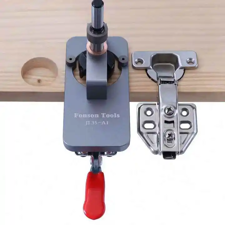 TEBAK Aluminum Alloy Fixture Hole Opener Template Door Cabinets 35mm Hinge Boring Jig Woodworking Hole Drilling Guide Locator