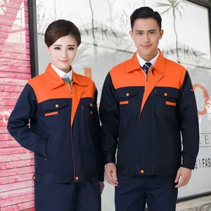 Men's Work Uniform Safety Suit for Industry Construction Long Sleeves Jacket Style with Breathable Polyester Pants