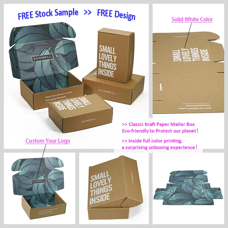 Free Design Eco Friendly Corrugated Cardboard Clothes Packaging Boxes Recycled Kraft Paper Printed Mailer Shipping Boxes