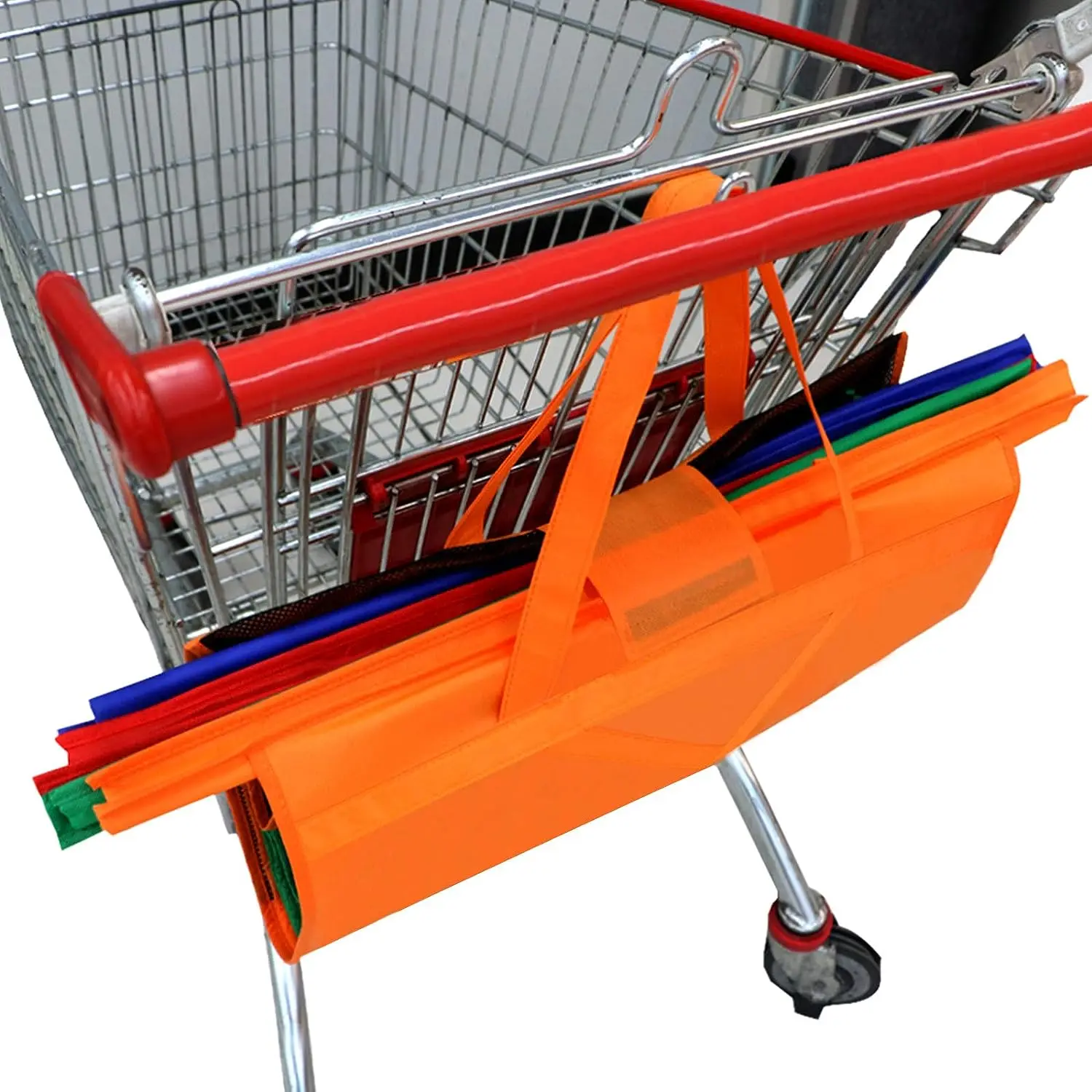 Set of 4 Reusable Shopping Bags Grocery Bags with Insulated Cooler Washable Grocery Cart Bags