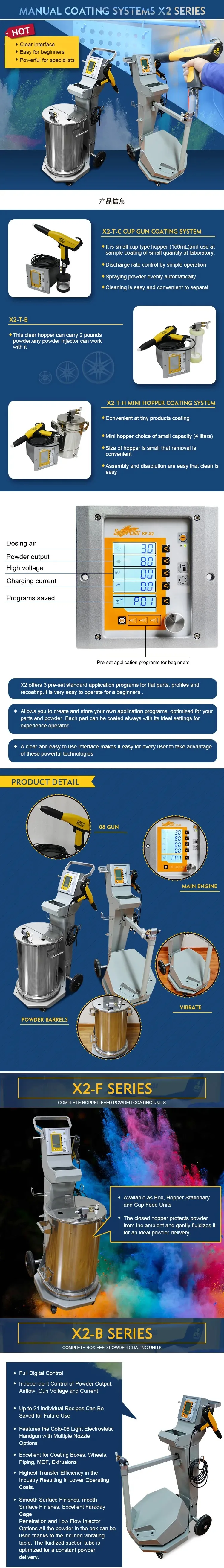 KF-X2 Box Feed Vibrating Electrostatic Powder Coating Machine Spray Gun ...