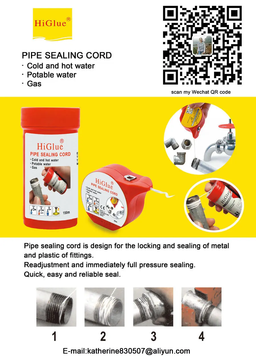 Threaded Pipe Sealing Ptfe Tape Cord Water Gas Leak Stoppage Plumbing