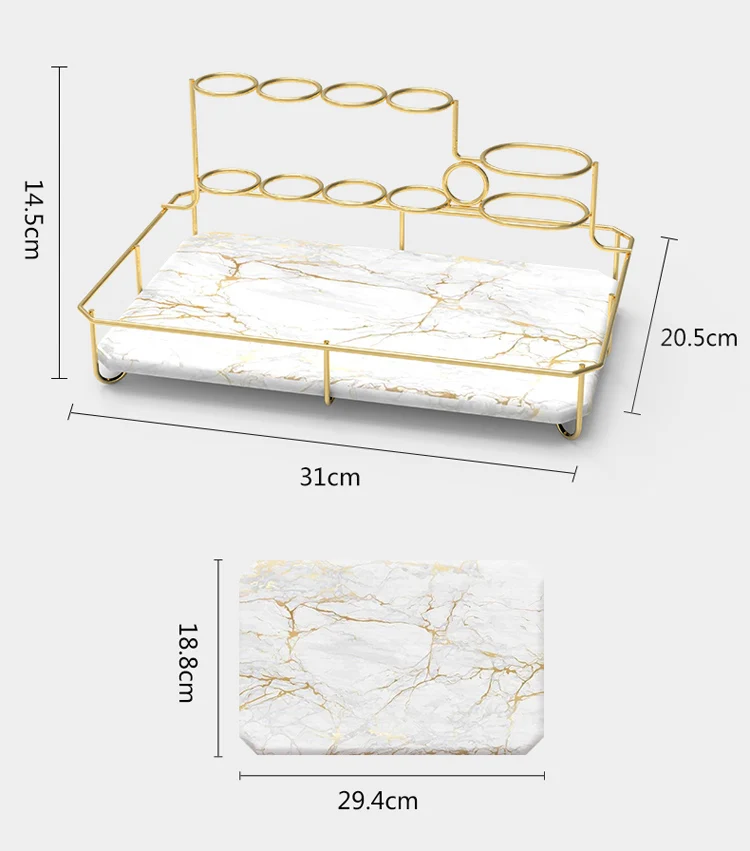 Decorative Metal and Diatomite Toothbrush Rack Tray for Bathroom