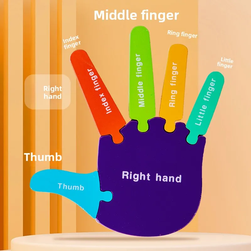 Montessori Pädagogisches Spielzeug Lehrmittel für Kindergarten Kognitive Holz Hand Fuß Handfläche Lernen Körperstruktur Puzzle Brett