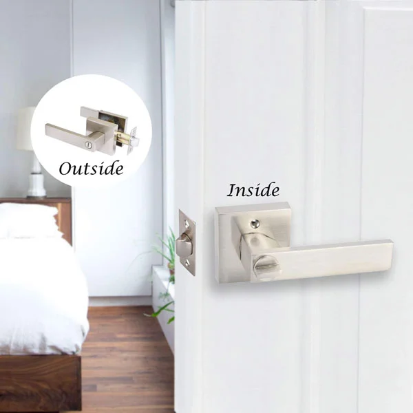 Entry Front Matt Black Zinc Alloy Aluminum Alloy Lever Tubular Lock Pick Door Handle Lock Set