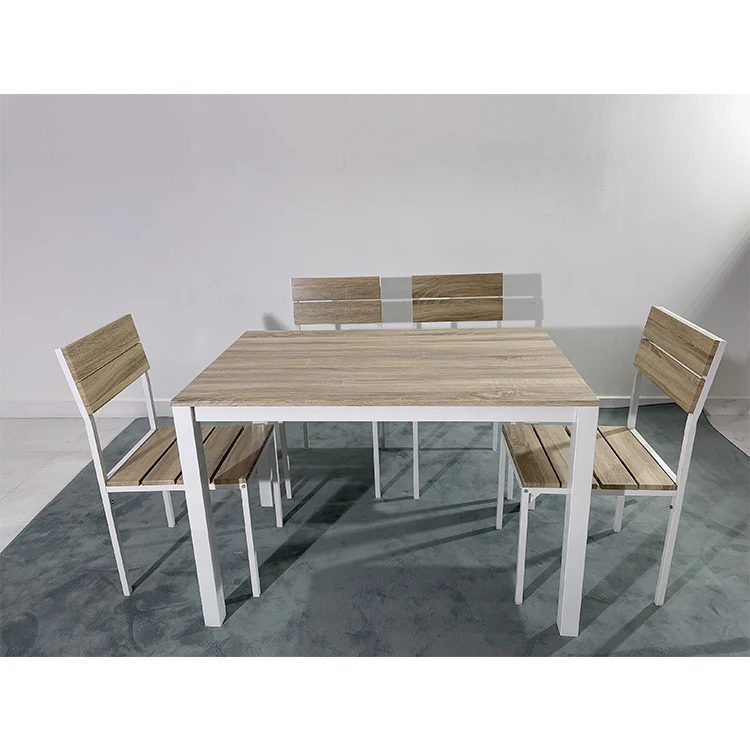 2021 NEW design Dining table set with 4 chairs MDF+PVC dining set for dining room DS-099 with Live show